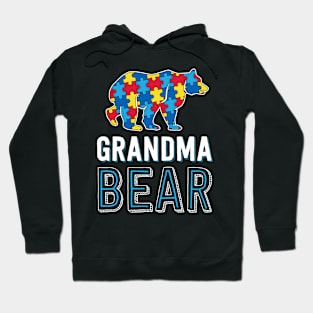 Grandma Bear World Autism Awareness Day Family Puzzle Piece Hoodie